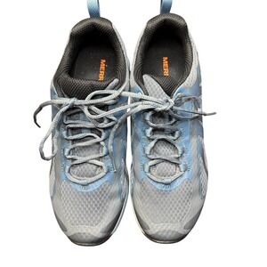 Merrell Shoes Womens‎ Size 9.5 Gray Blue Mesh Vibram Trail Sneakers J034434W